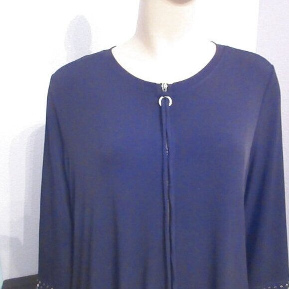 IC by Connie K Slinky Knit Dress Size XL Pockets Embellished LBD Asymmetrical - Picture 2 of 11